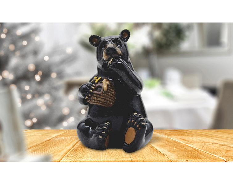 Millwood Pines 5.5"H Black Bear Eating Honey Figurine Unique Gifts